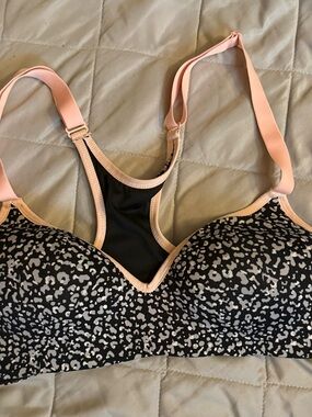 Pro Player Black and Pink Leopard Racerback Sports Bra
